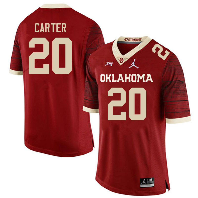 Oklahoma Sooners #20 Lewis Carter College Football Jerseys Stitched Sale-Retro